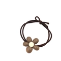Elegant Korean style coffee brown scrunchie with floral resin charm for women ponytail - Hair Tie / Coffee Flower