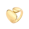 Moderner breiter goldener Ring mit runden konvexen Enden und Zirkon-Akzenten - Goldener unregelmäßiger konvexer Stil (CR00800CX)