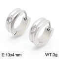 Pendientes de aro en acero plateado con circonitas en tamaño de 13x4 mm - 13x4mm / Color Acero