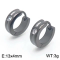Pendientes de aro negros en acero inoxidable con circonita cúbica brillante incrustada - 13x4mm / Negro