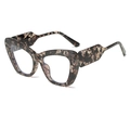 Cat-Eye-Brille in dunkler Schildpatt-Optik mit Blaulichtfilter-Gläsern - Marmorweißer Rahmen Klare Gläser