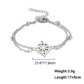Silver double-layer witch knot bracelet in 304 stainless steel with bead accents - Bead Chain Style / Silver