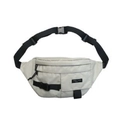 Beige canvas cargo fanny pack with multi-pocket design and adjustable black nylon strap - One Size / Off White