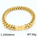 Pulsera de cadena Franco en acero dorado de 8mm con cierre resistente de 230mm - 8mm de Ancho (KB169619-KFC) / Dorado