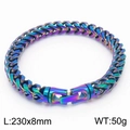 Rainbow plated stainless steel dragon bone link bracelet 8mm wide 230mm length - 8mm Width (KB169617-KFC)