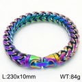 Rainbow plated stainless steel dragon bone link bracelet in vibrant iridescent finish - 10mm Width (KB167187-KFC)