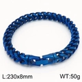 Pulsera para hombre de acero inoxidable azul con eslabones Franco de 230mm de largo y 8mm - 8mm de Ancho (KB169618-KFC) / Azul