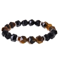 Pulsera elástica con cuentas de obsidiana facetadas y piedras de ojo de tigre en círculo - Pulsera de Ojo de Tigre y Obsidiana