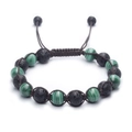 Close-up of 8mm amethyst lava stone beads with adjustable braided cord design - Malachite & Lava Stone