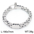 Pulsera bizantina para hombre en acero inoxidable plateado con cierre en U 190x7mm - Color Acero