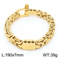 Pulsera bizantina para hombre en acabado dorado con hebilla, medida 190x7mm - Dorado