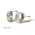 Silver stainless steel hoop earrings with three inset zircons and 13.6mm diameter - Three Round Zirconias Silver Style (YYE023287-P)