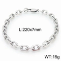 Bracciale a catena in acciaio inossidabile argento 220x7mm, maglia minimalista unisex 15g - Bracciale Argento
