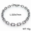 Bracciale a catena da uomo in acciaio inossidabile argento opaco, misura 220x7mm - Bracciale Grigio Scuro