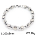 Bracciale a catena in acciaio al titanio lucido argento, 6mm largo, 200mm lungo - 200x6mm / Bracciale Argento
