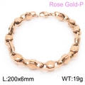 Bracciale minimalista in acciaio inossidabile oro rosa 200x6mm con maglie esagonali - 200x6mm / Braccialetto Placcato Oro Rosa