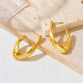 Modern 18k gold plated titanium steel irregular earrings with a textured finish - Muscle Arm Style (23991)