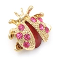 Charming ladybug brooch with pink rhinestones and red enamel in a golden finish - Pink Ladybug