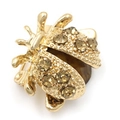 Fashion ladybug brooch in golden finish with sparkling brown rhinestones jewelry - Coffee Ladybug