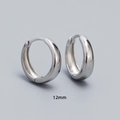 Polished S925 sterling silver huggie earrings in 12mm minimalist round circle design - 12mm / White Gold
