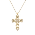 Collier avec pendentif croix et cœur plaqué or avec cristaux pour femme - Croix Gemme Coeur Vert