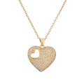 Elegante collar con colgante de corazón chapado en oro con diseño hueco y cristales - Collar de Corazón de Circonita Hueca (CN001778YH)