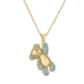 Collar con colgante de oso dorado e incrustaciones de piedras azul cielo para mujer - Turquesa
