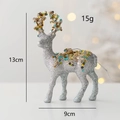 Adorno navideño de reno plateado con purpurina, lentejuelas azules y cordón para colgarlo - Plata