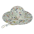 Floral baby sun hat in off-white with bow detail and adjustable chin strap - 50cm Circumference 1-2Y / Pink Floral