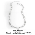 Silver paperclip chain necklace detail with lobster clasp and 40+5cm size dimensions - Silver Necklace / 40+5cm