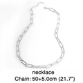 Detailed view of silver paperclip link necklace with lobster clasp and length measurements - Silver Necklace / 50+5cm