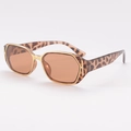 Gafas de sol vintage de carey con lentes marrones y detalles metálicos dorados en forma de T - Montura de Leopardo / Lentes Té