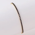 Adjustable tennis bracelet with gold plating and round deep blue zircon stones - Gold Royal Blue