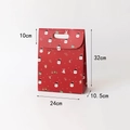 Red Christmas gift bag with Santa and reindeer patterns, sized 32x24x10.5cm for gifts - Red Large