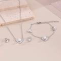 Conjunto de joyas de plata con corazón y perla incluyendo collar, pulsera y pendientes - Juego de 3 Piezas (Collar + Pulsera + Pendientes) / Acero (KS201276-KLX)