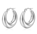 Pendientes de gota en plata pulida con un diseño hueco minimalista para mujer - Plata 25mm-Aguja Plana
