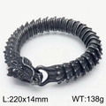 Herren Vintage Drachenkopf Armband aus Edelstahl mit Schuppenstruktur 220x14mm - Vintage Schwarz (KB165232-KJX)