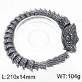 Pulsera de dragón retro en acero para hombre con ojos verdes y acabado oxidado - Estilo Dragón Vintage 210mm (KB170308-MZOZ)