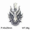 Vintage punk dragon head pendant in steel finish, size 45x29mm and weight 28g - Steel Color Dragon Head Pendant (KP109170-KJX)