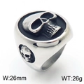 Anillo de calavera punk gótica en acero inoxidable negro con ancho de 26mm - US 8 / Color Acero (KR106363-KJX)