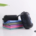Detail of microfiber cooling towels with breathable silicone case and metal carabiner - Black