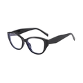 Lunettes de soleil œil-de-chat noir brillant avec verres anti-lumière bleue rétro - Monture Noir Brillant Verres Anti-lumière Bleue