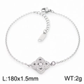 Bracelet trèfle en acier inoxydable argenté avec zircone et étiquette gravée S.Steel - Bracelet (KB169965-KLX) / Couleur Acier