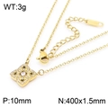 Collier en acier titane doré avec pendentif trèfle à quatre feuilles et cristaux - Collier (KN238000-KLX) / Doré