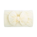 Soft nylon baby headband with a large bow in beige color, perfect for infants - Beige (003)