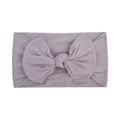 Detail of lavender baby headband featuring a large soft ribbed fabric bow decoration - Lavender (009)