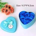 Detail of 6 blue soap roses in a heart-shaped tin box with ribbon, size 9.5x9x4.5cm - 6 Pieces / All Blue