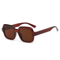 Vintage oversized square sunglasses with dark red translucent frame and brown lenses - All Tea Frame Brown Lens