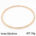 Minimalist 3mm rose gold round bangle bracelet for women, 55mm inner diameter - 1Pc-Rose Gold (KB179810-LO)