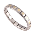 Detailed macro view of two-tone Italian modular bracelet with gold heart charms - Gold Heart (18 Links)
